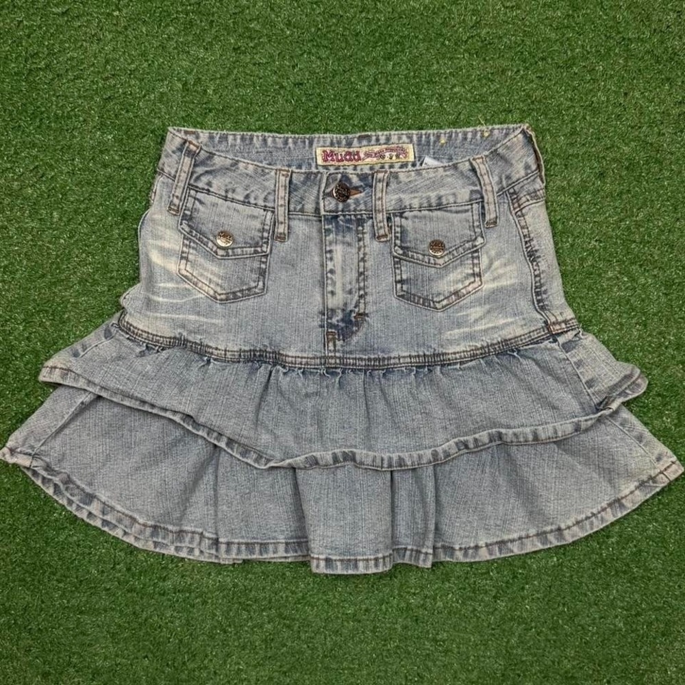 Mudd Y2K Denim Ruffle Mini Skirt   Size: 0